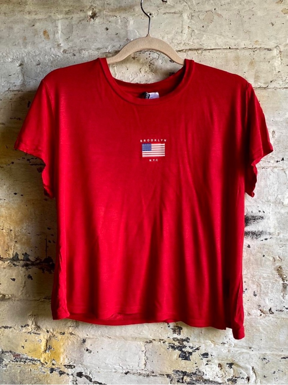 H&M Divided Red USA Crewneck Tee